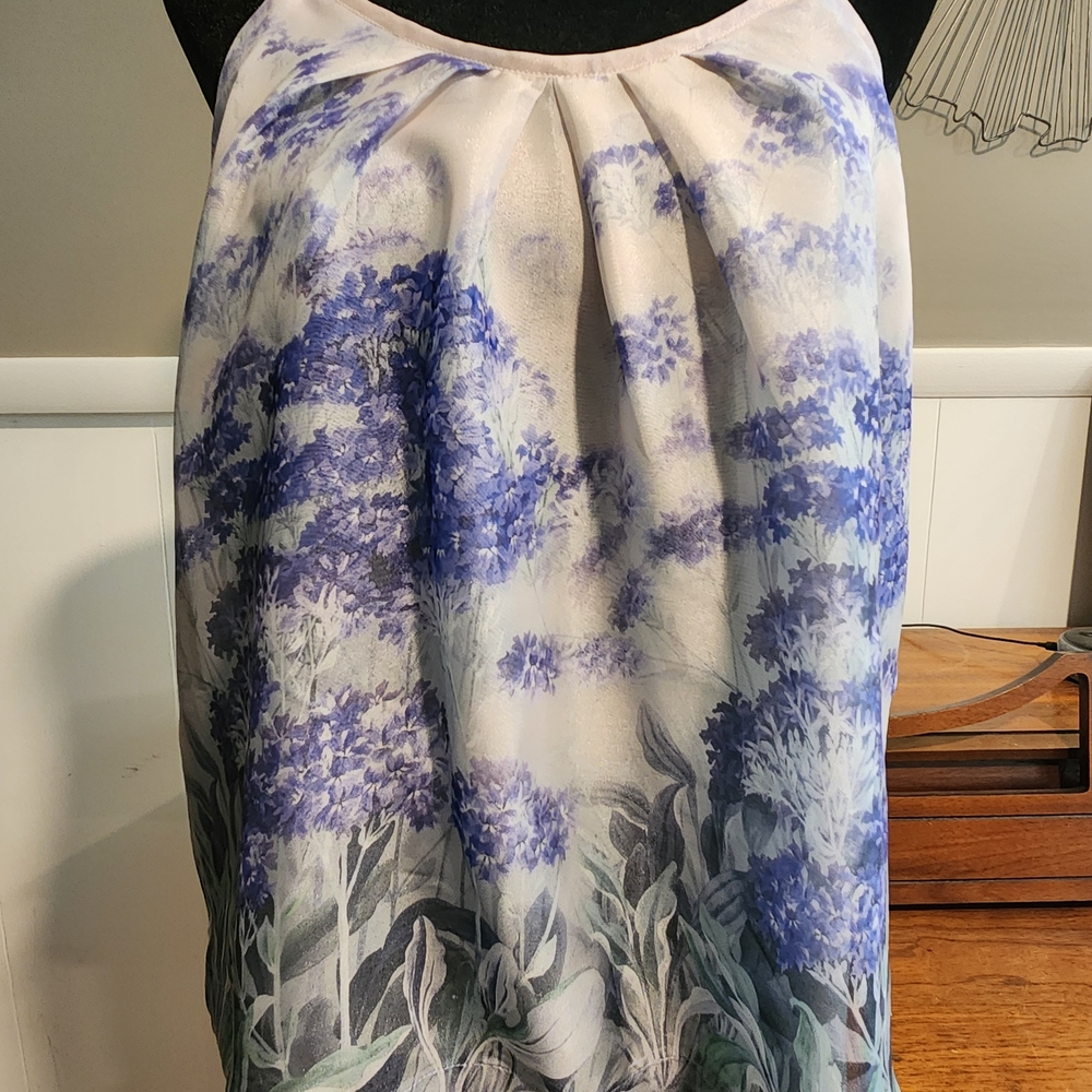 Chic Floral Halter Top in Blue and Gray